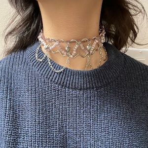 Light pink beaded choker
